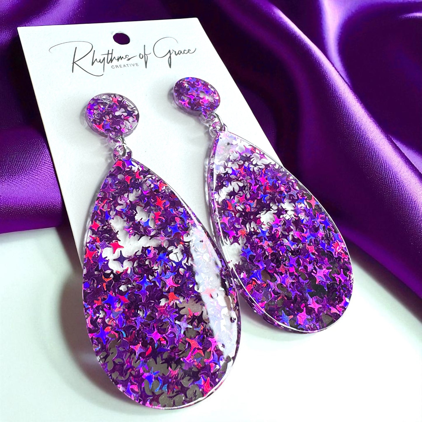 Dazzle and Shine with Sparkly Purple Star Drop Earrings! ๐๐
