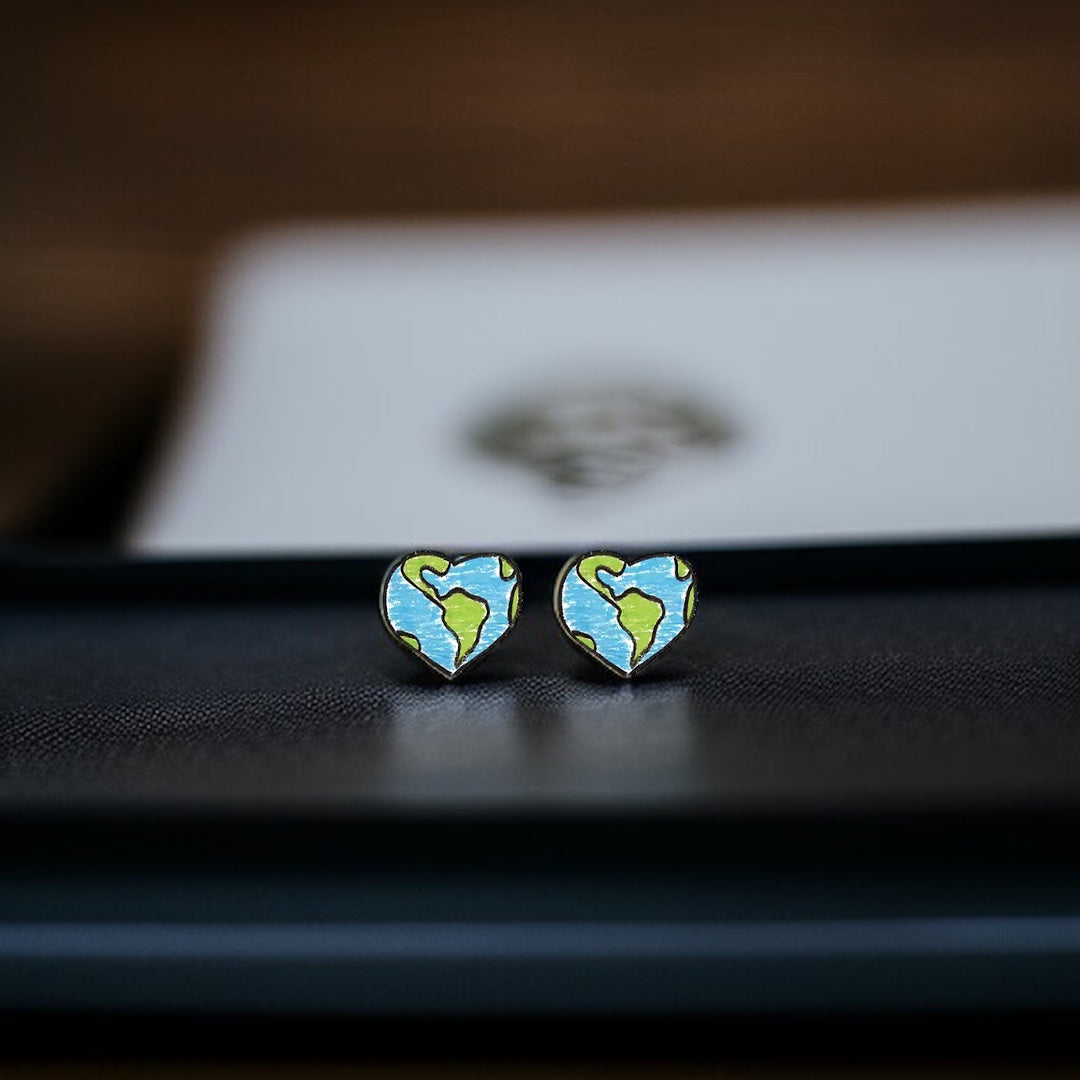Mother Earth Heart Earrings - Handmade with Love! 🌎