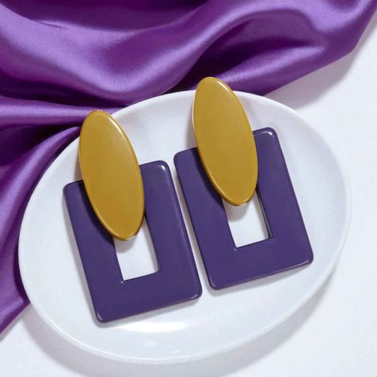 Geaux Bold: Oversized Purple & Gold Drop Earrings 💛💜