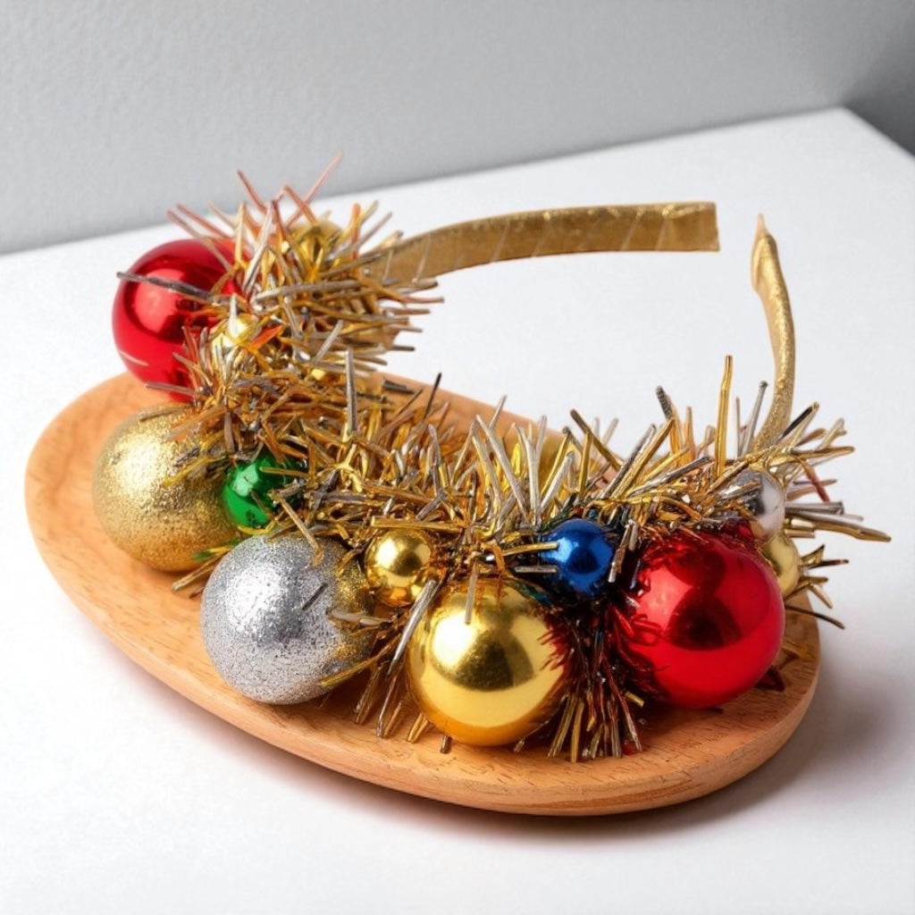 Ho Ho Ho-liday Glam: Red & Green Christmas Ornament Headband!