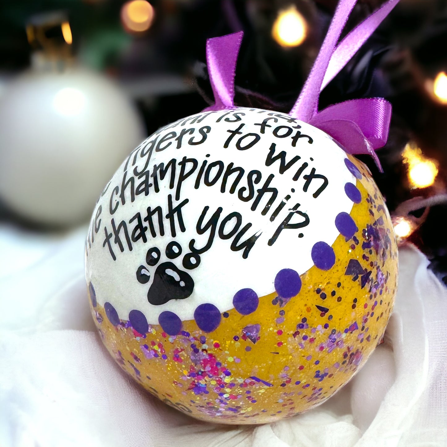 Tigers Championship Wish Christmas Ornament | Unique Hand-Painted Holiday Decor | Perfect Gift for Sports Fans!