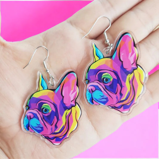 Bull Dog Earrings - Bulldog Earrings, Veterinarian Jewelry, Puppy Earrings, Art Dog, Handmade Earrings, Funny Gift, Dog Jewelry