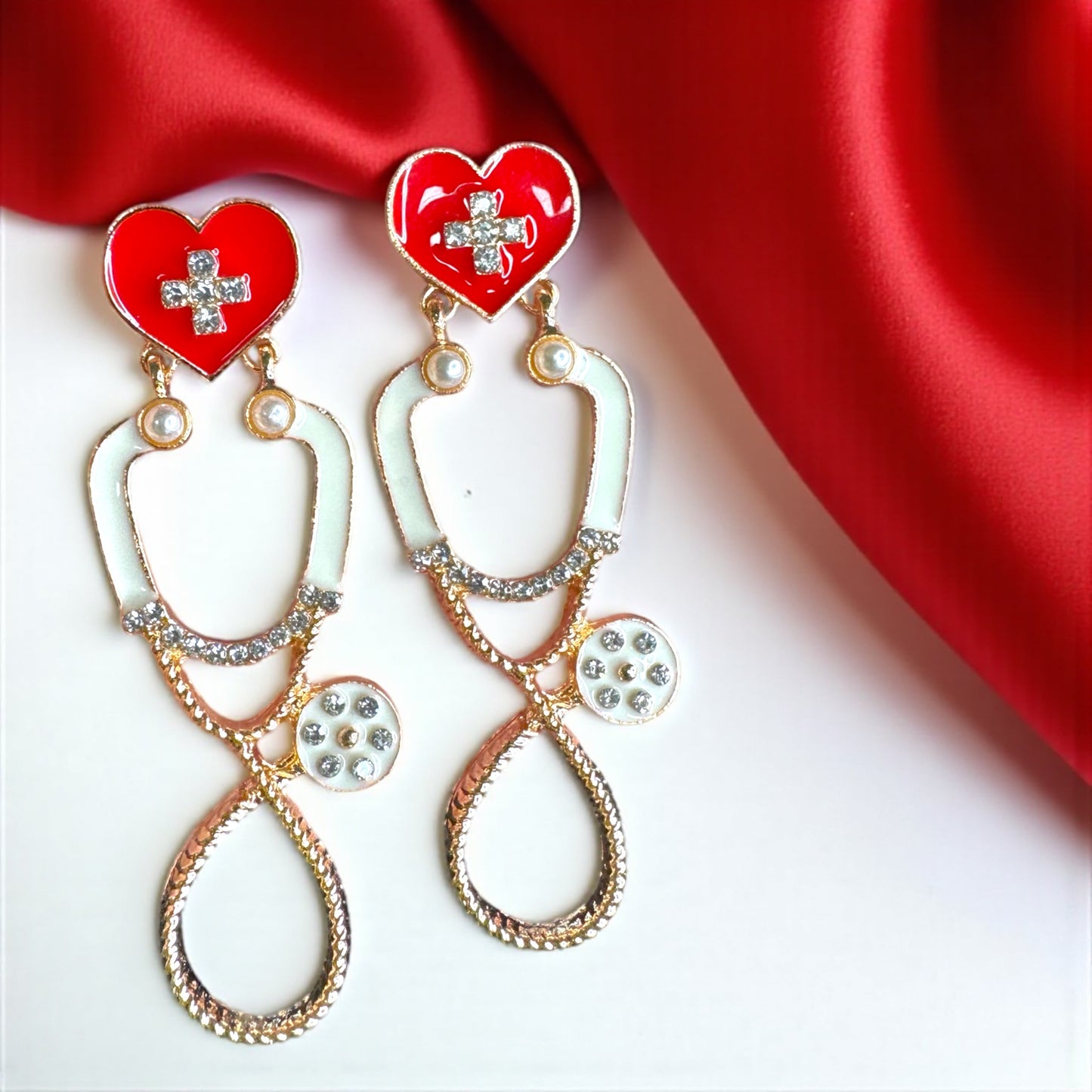 Listen Up in Style – Rhinestone Stethoscope Earrings for Healthcare Glam