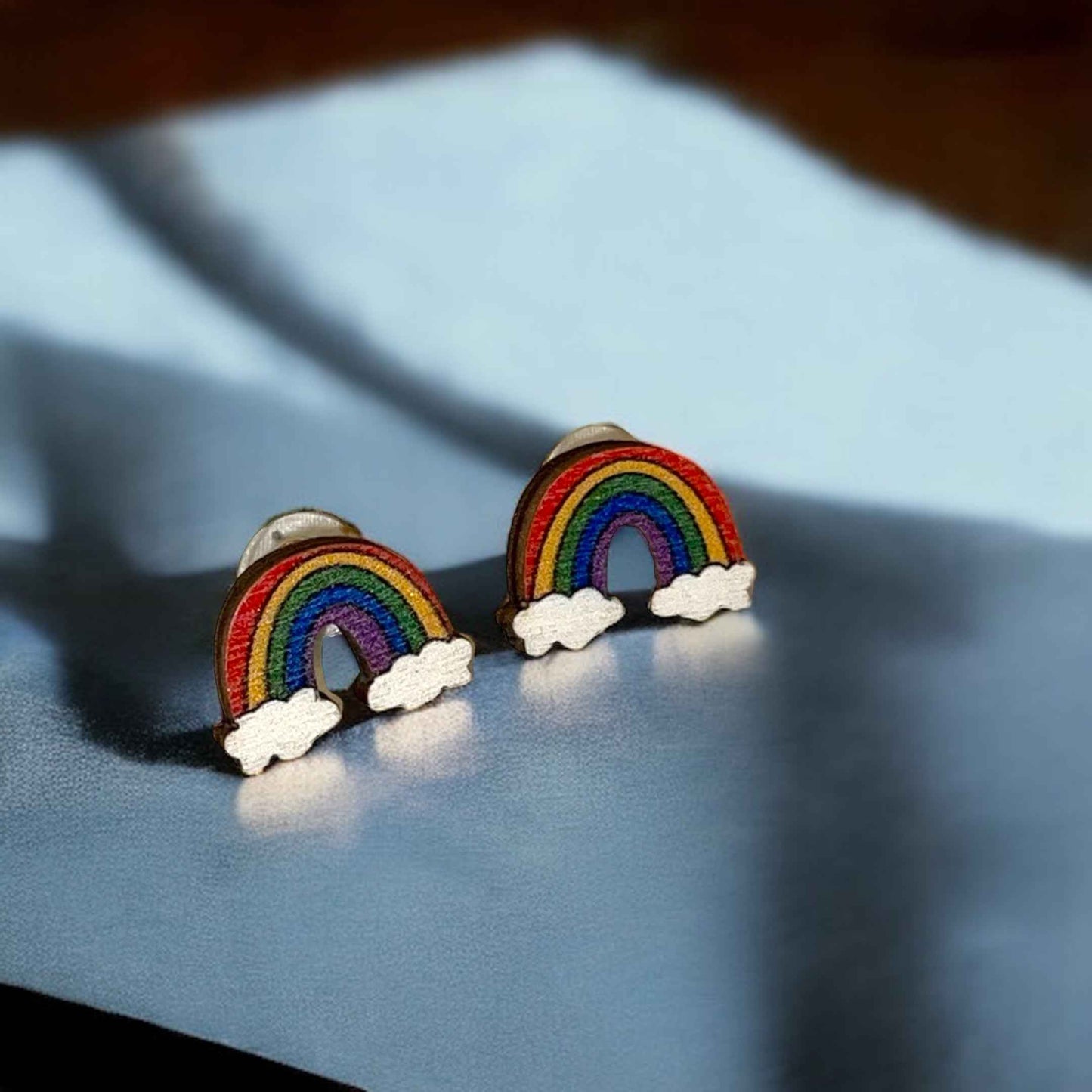 Rainbow Radiance: Handmade Wooden Studs for Every Occasion!