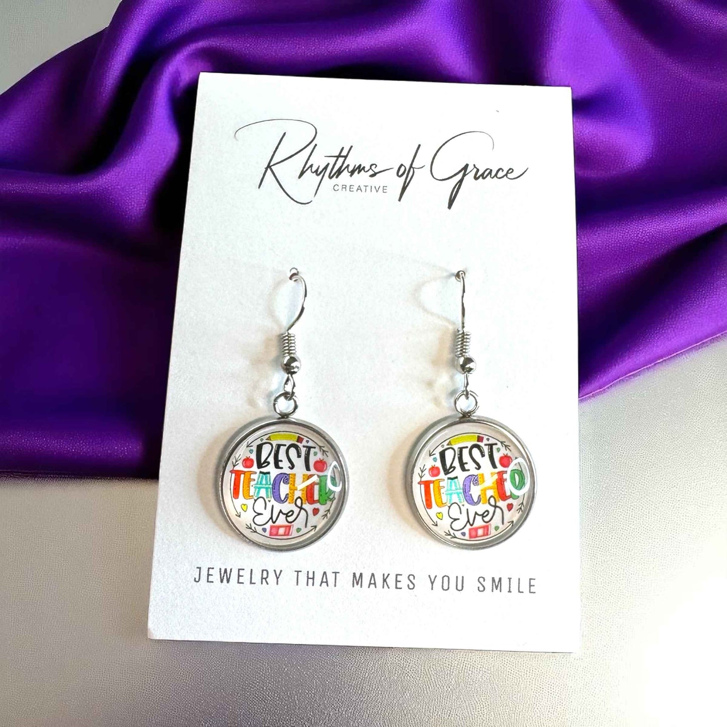 Inspire & Shine with Teacher Cabochon Dangle Earrings!