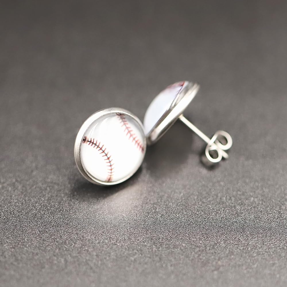 Hit a Style Home Run with Baseball Cabochon Stud Earrings! ⚾️