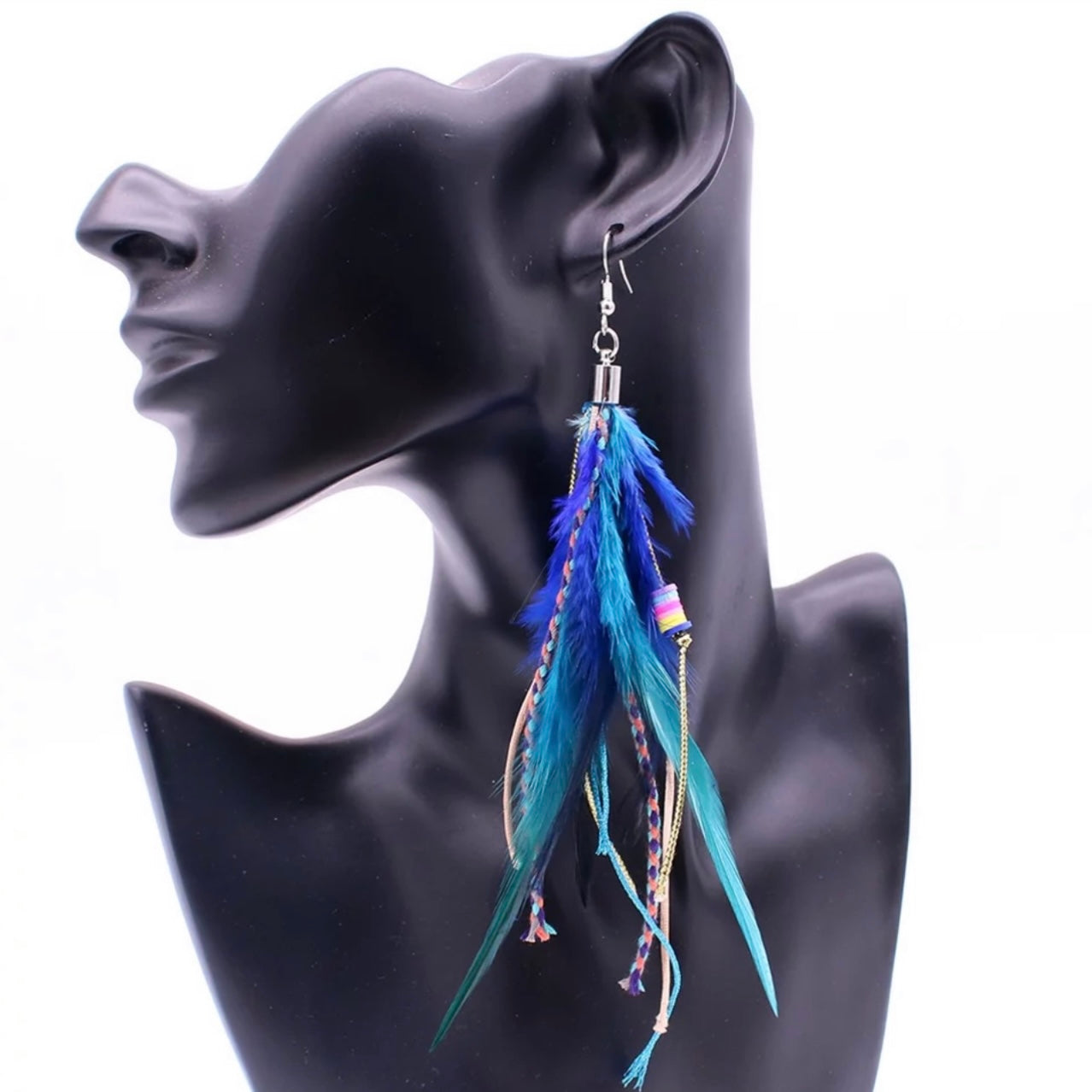 Colorful Boho Chic Feather & Beaded Tassel Dangle Earrings – Two Gorgeous Color Combos!