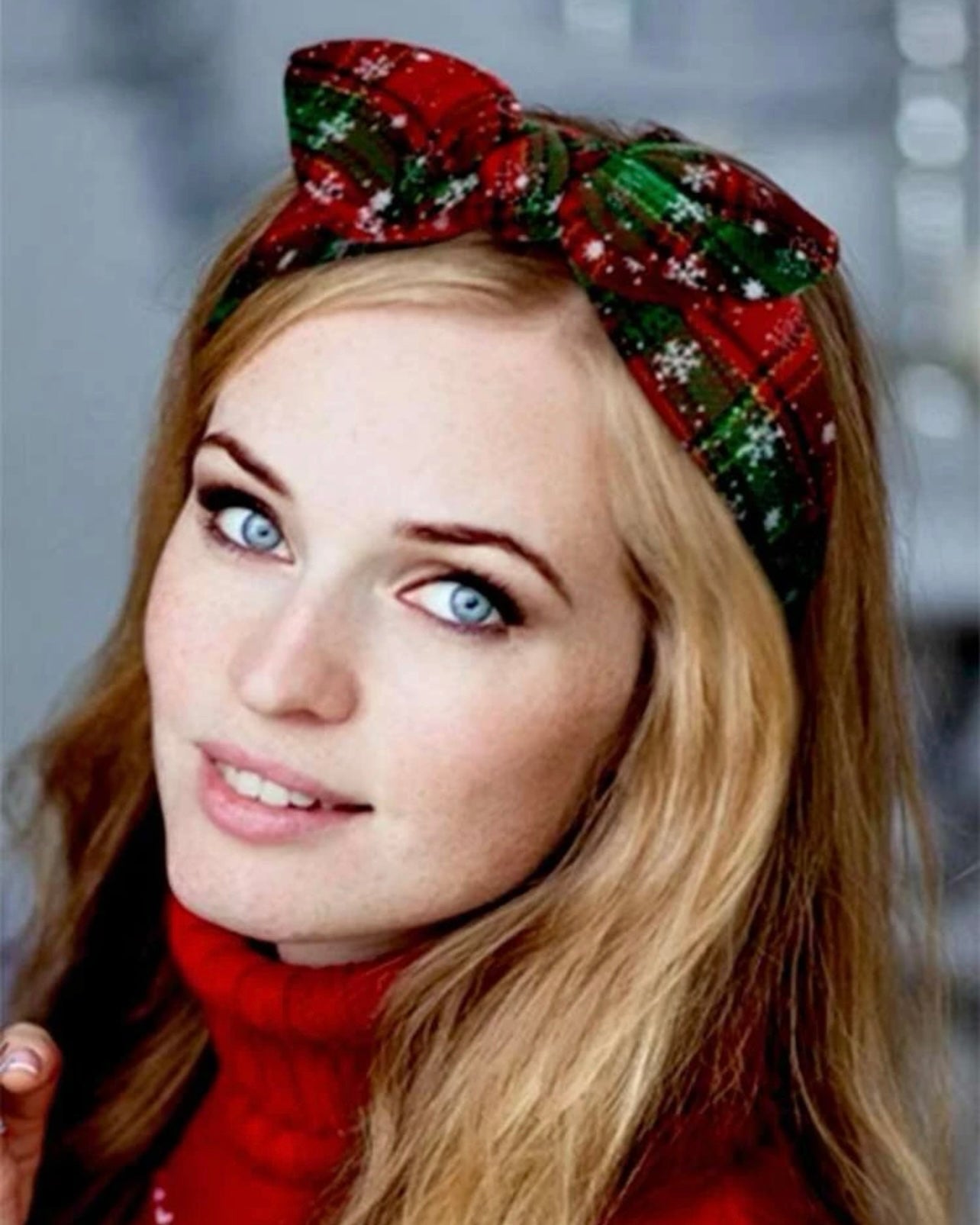 Christmas Topknot Headband - Handmade Headpiece, Plaid Headpiece, Holiday Headband, Red and Green Headbands - Rhythms of Grace Creative