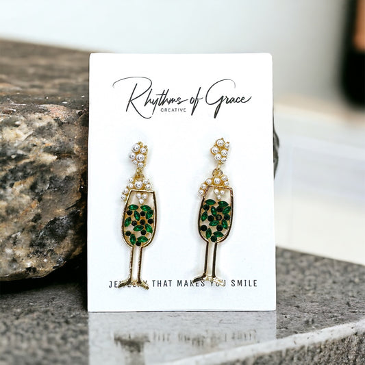 Wine Earrings - Red Wine, White Wine, Green Earrings, Wine Glass, Vino Earrings, Wine Jewelry, Wine Accessories