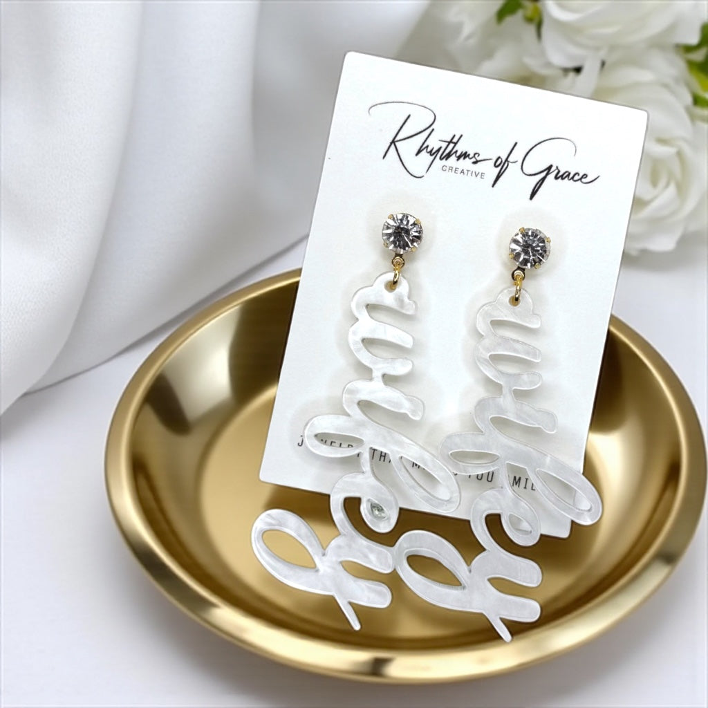 Wifey for Lifey – Marbled Bridal Earrings with Sparkle