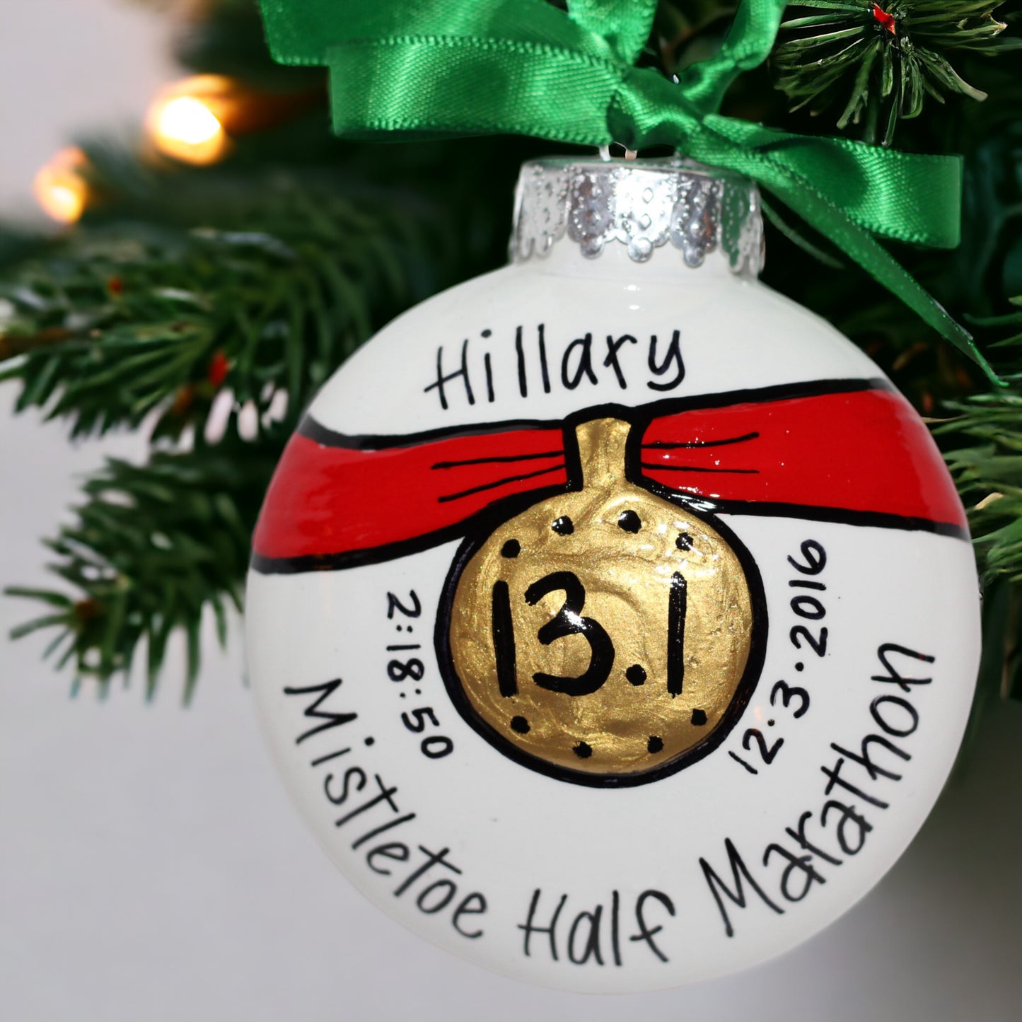 Custom Race Ornament - Marathon Ornament, Triathlon Ornament, Christmas Ornament, Holiday Ornament, Runner Ornament, Running Club, 5K, Race - Rhythms of Grace Creative