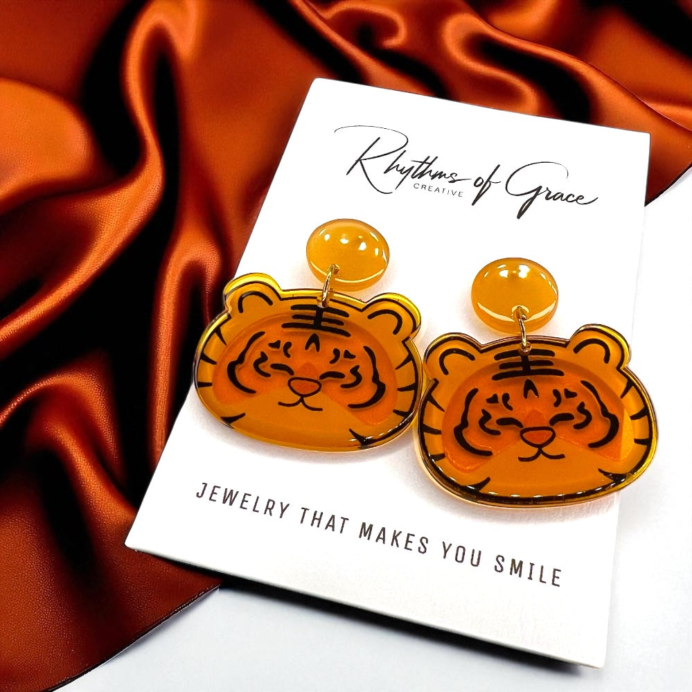 Unleash Your Inner Wildcat with Our Cartoon Tiger Earrings! ๐ฏ๐ - Rhythms of Grace Creative