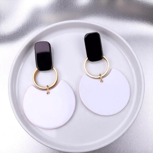 Chic & Cheerful: Black & White Dangle Earrings
