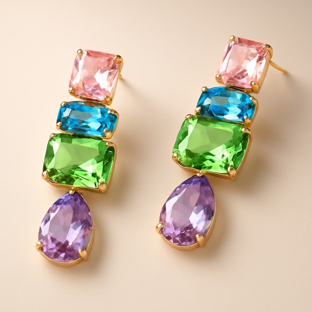 Sparkle in Style: Pastel Rhinestone Drop Earrings - Rhythms of Grace Creative