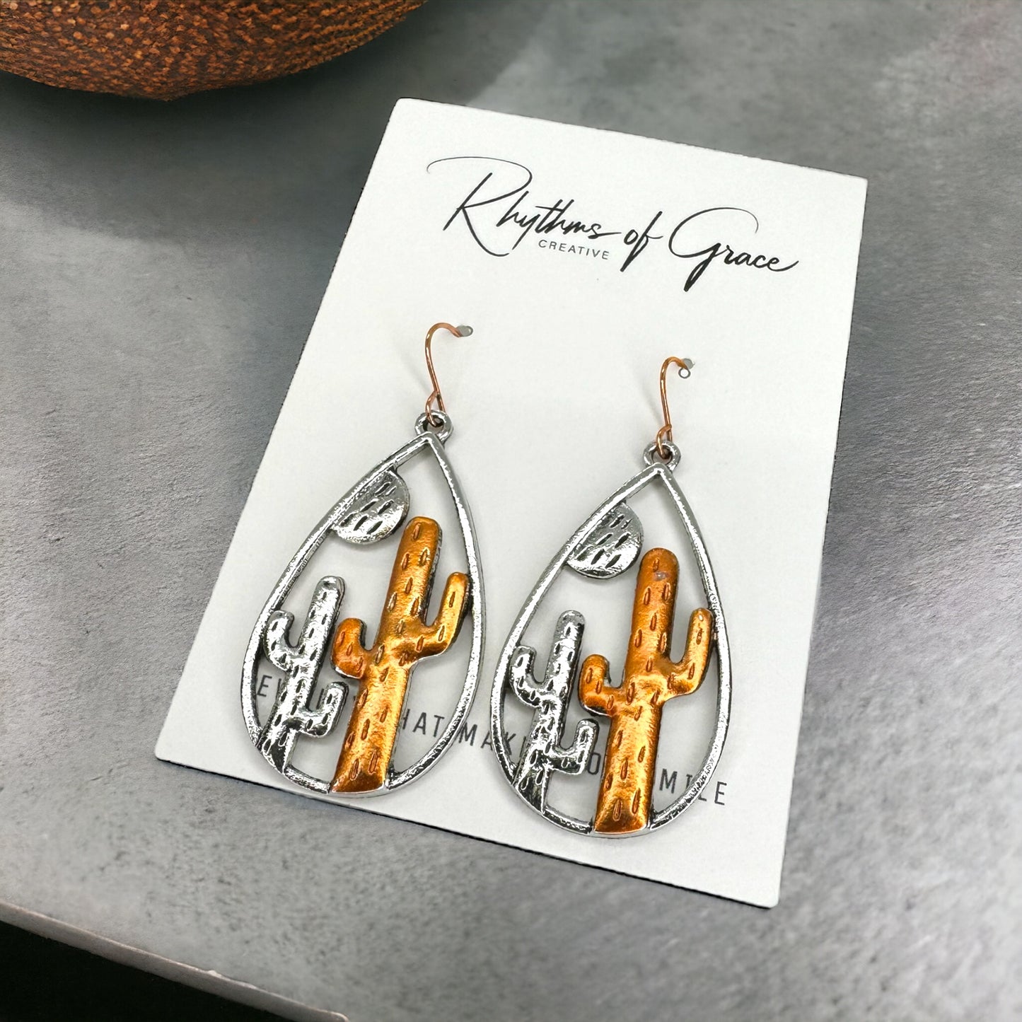 Stunning Western Dangle Earrings - Unique Cactus Design, Zinc Alloy