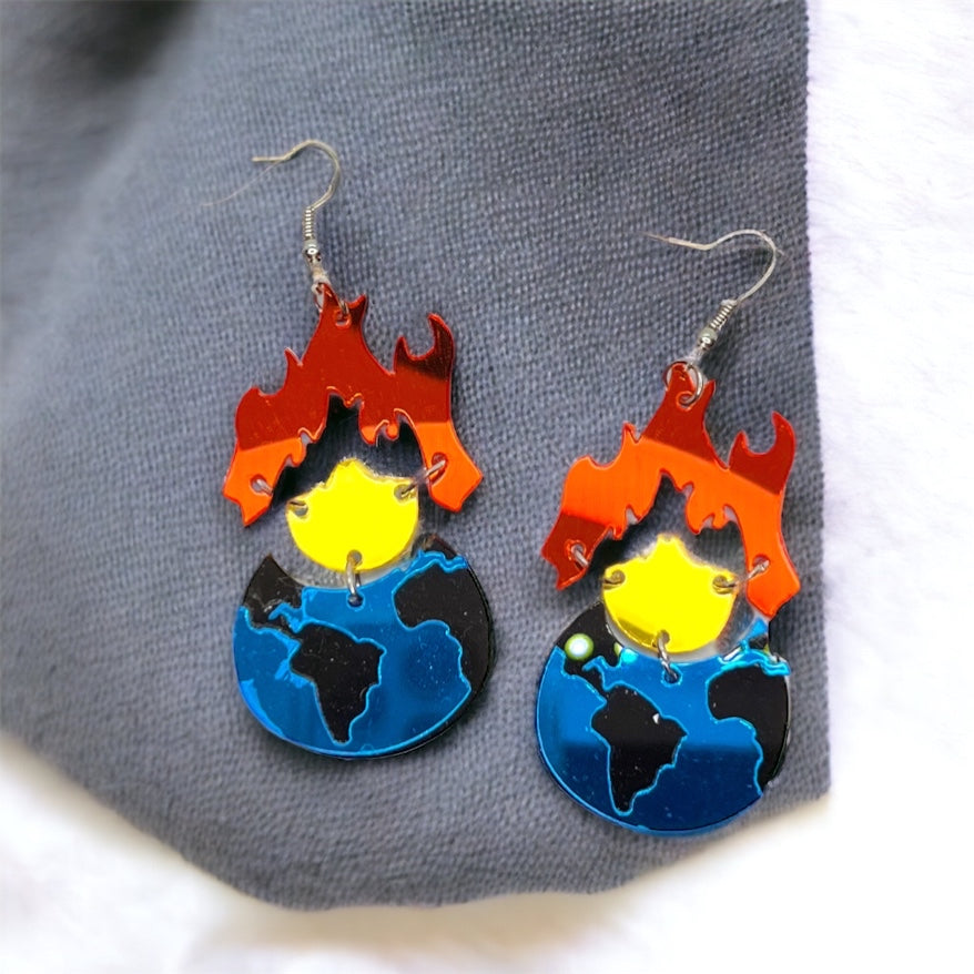 "Save Our Earth" Dangle Earrings - Fun Jewelry for Climate Control! - Rhythms of Grace Creative