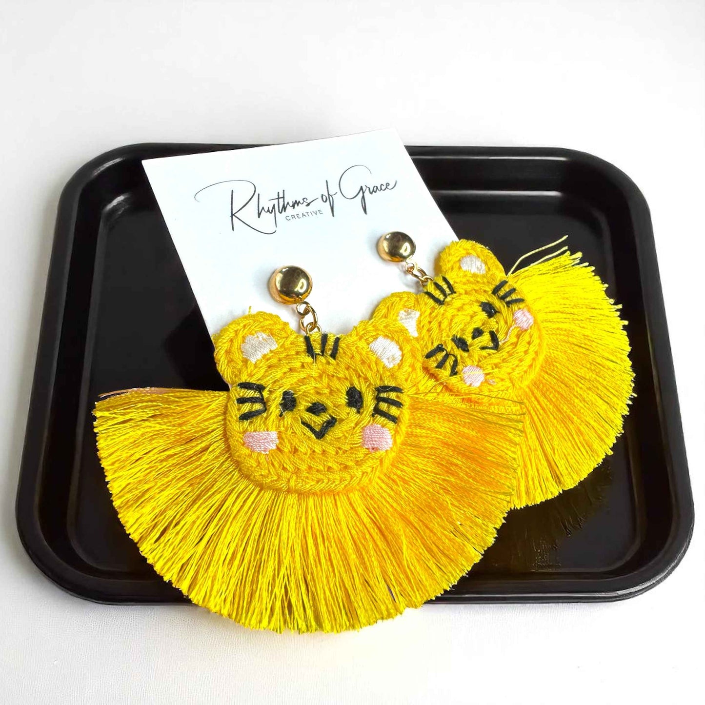 Wildly Stylish Tiger Earrings - Handmade Crocheted Animal Jewelry & Accessories!