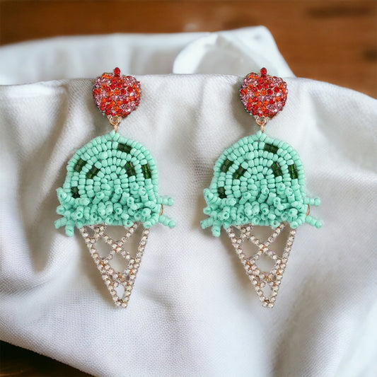 Sweet Treat: Rhinestone Ice Cream Cone Earrings