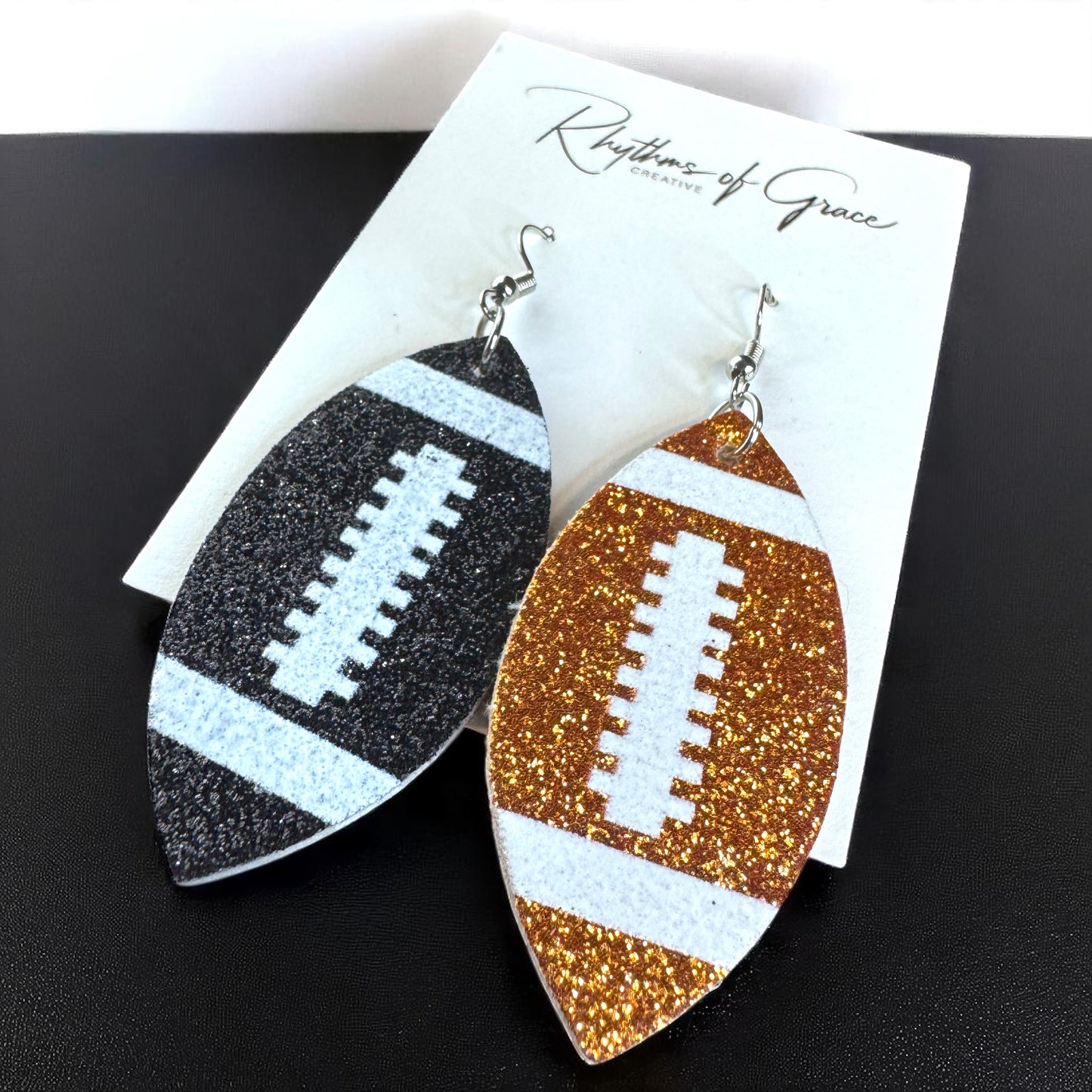 Score Big with Sparkle! Glitter Football Dangle Earrings 🏈