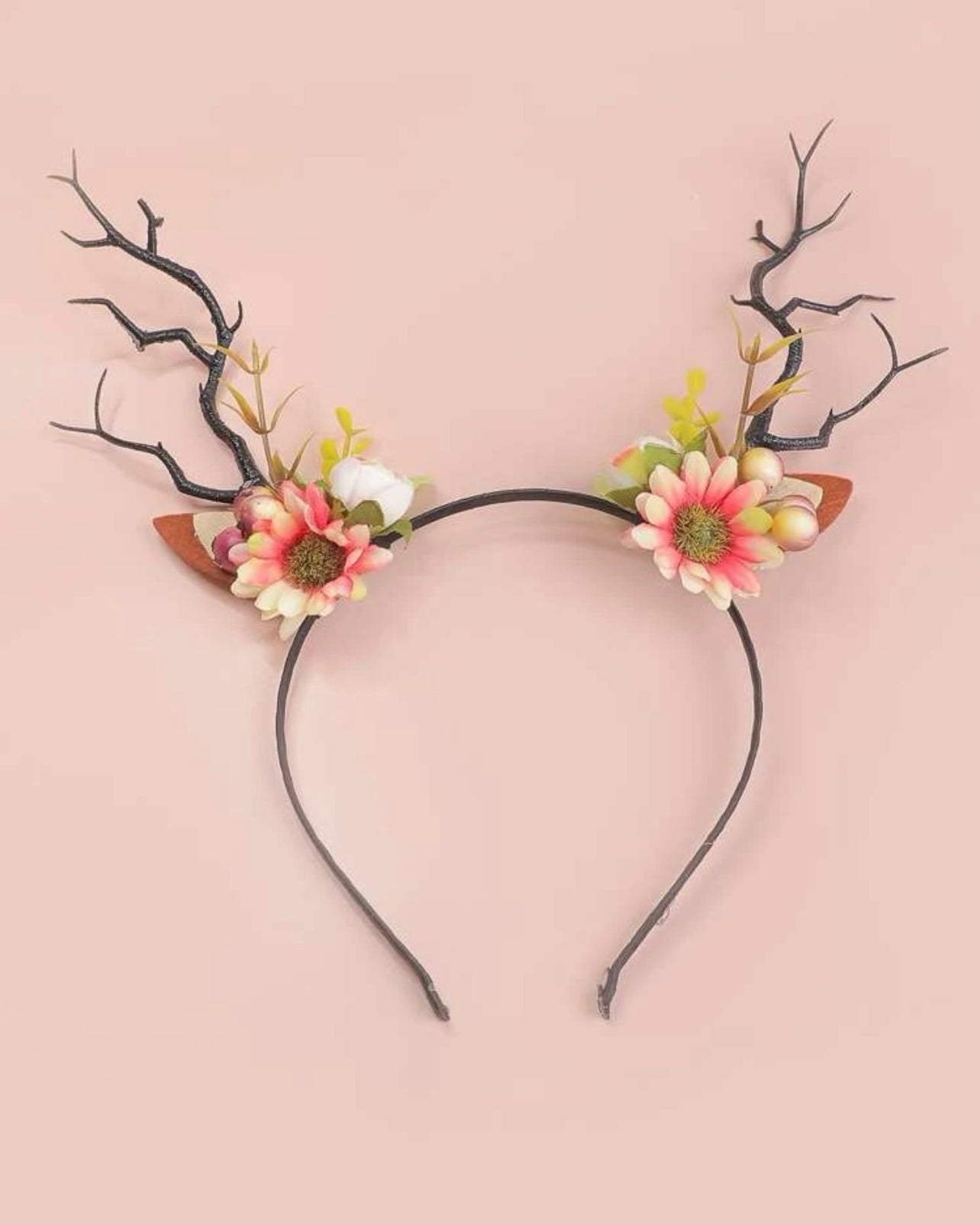 Pink Antler Headband - Handmade Headpiece, Woodland Nymph, Antler Headpiece, Fairy Costume - Rhythms of Grace Creative