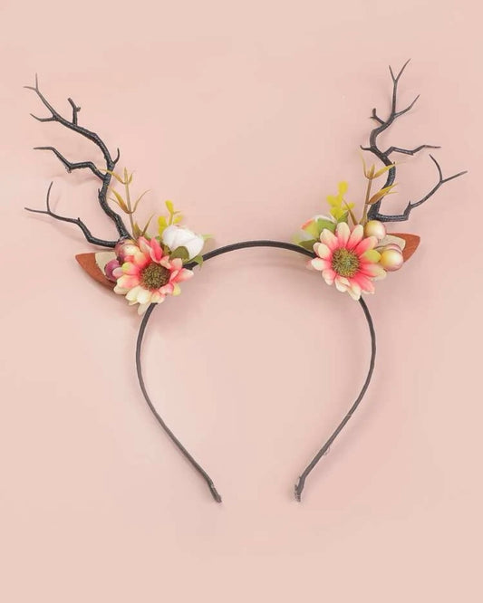 Pink Antler Headband - Handmade Headpiece, Woodland Nymph, Antler Headpiece, Fairy Costume - Rhythms of Grace Creative