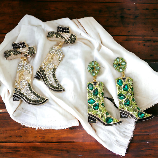 Sparkling Rhinestone Cowboy Boots Dangle Earrings – Choose Your Style!
