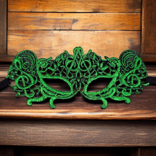Symphony in Green – Musical Note Lace Masquerade Mask
