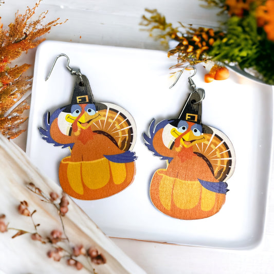 Turkey Earrings - Thanksgiving Earrings, Thanksgiving Accessories, Turkey Trot, Thanksgiving Turkey Earrings - Rhythms of Grace Creative
