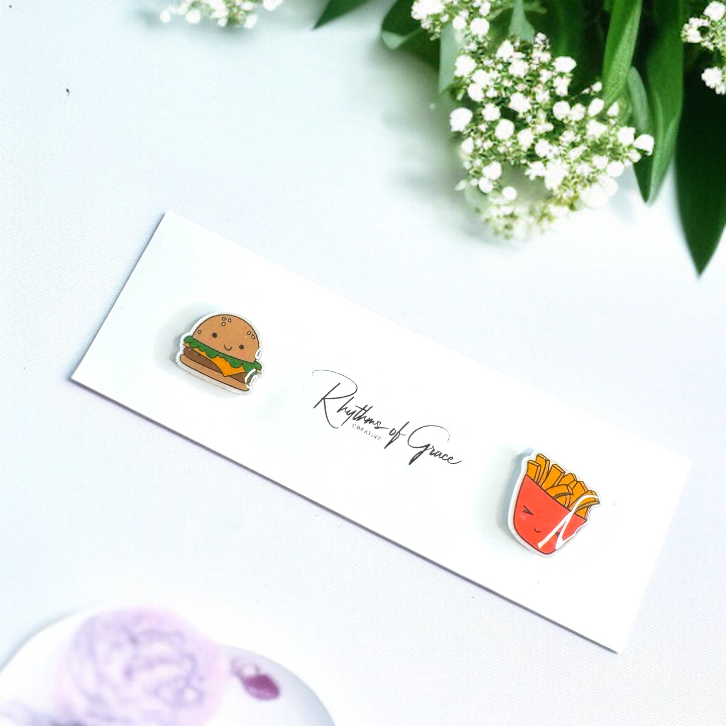 Tasteful Delight: Burger & Fries Stud Earrings 🍔🍟