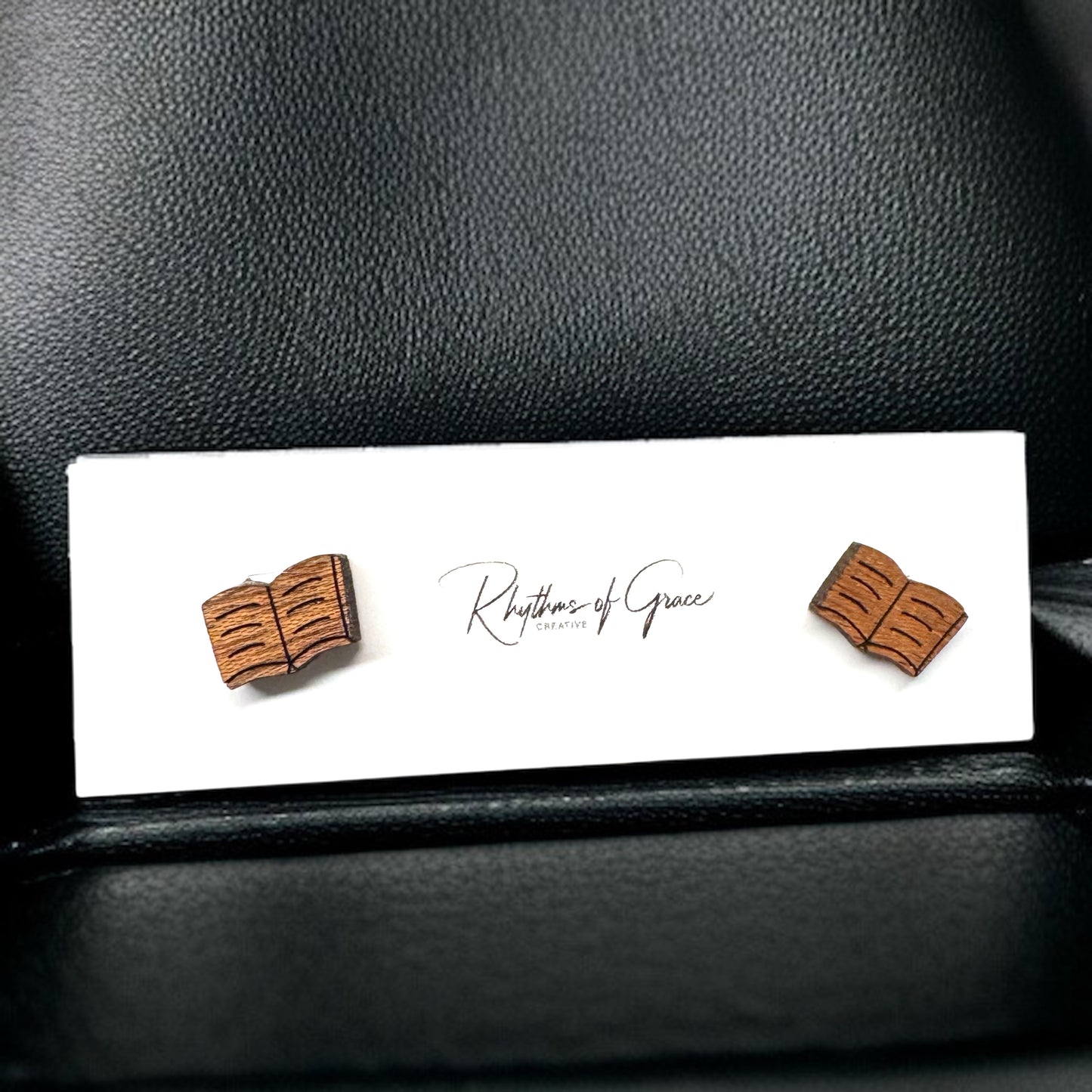 Wooden Book Club Stud Earrings - A Novel Touch to Your Style!
