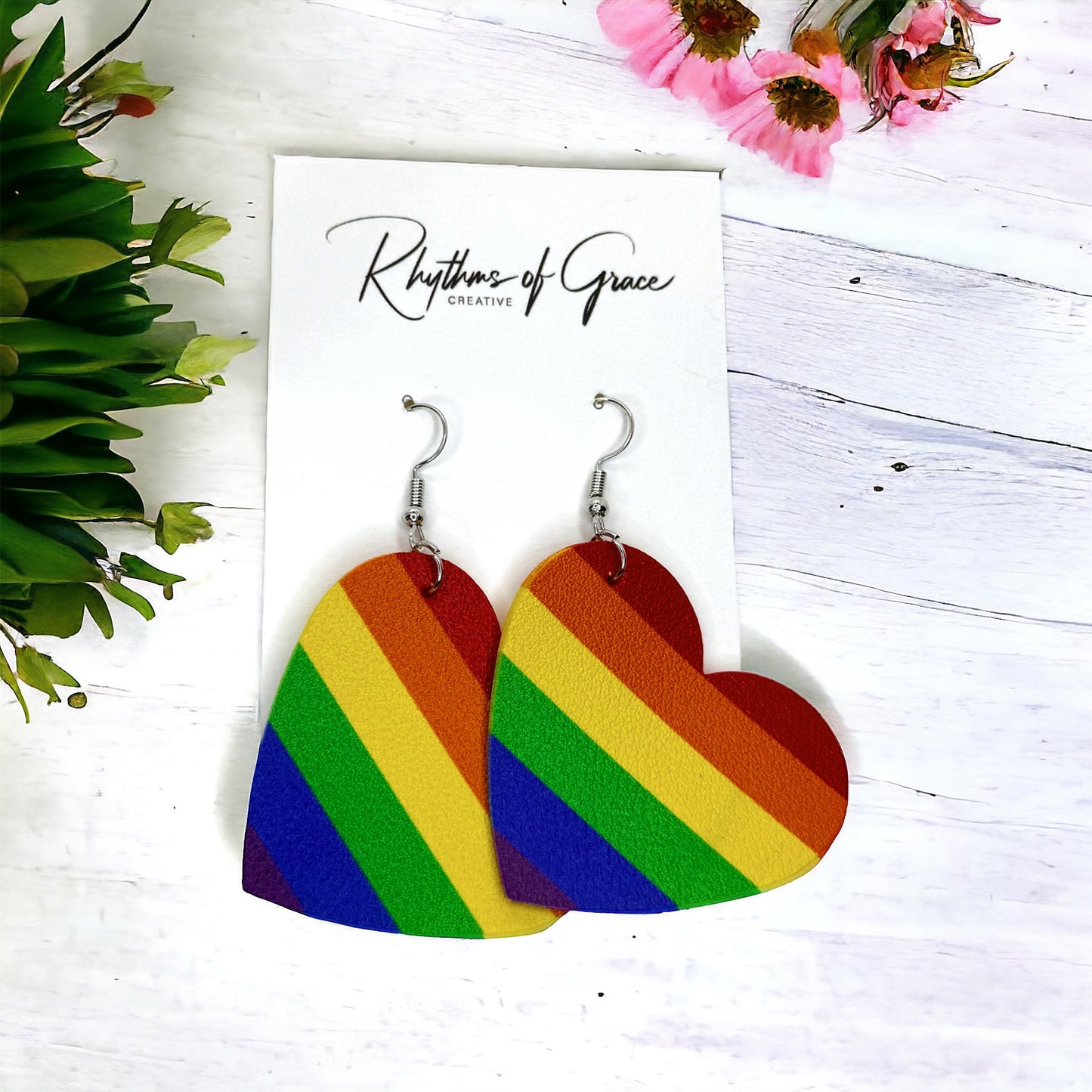 Rainbow Heart Dangle Earrings – Wear Your Pride! 🏳️🌈