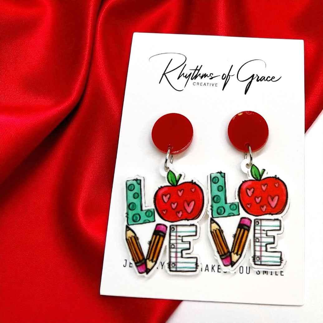 Chic & Cheerful: ‘I Love Teaching’ Earrings!