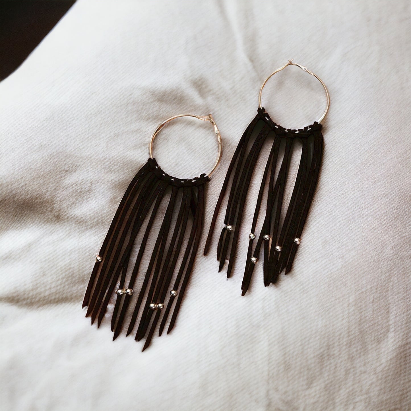Black Fringe Earrings - Boho Chic, Western Style, Black Leather, Fringe Accessories, Boho Earrings - Rhythms of Grace Creative