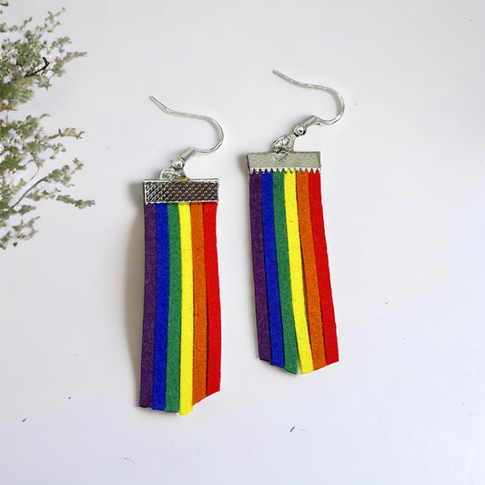 Rainbow Earrings - Rainbows, PRIDE Earrings, Rainbow Fringe, Pride Accessories, LGBTQ, Rainbow Accessories