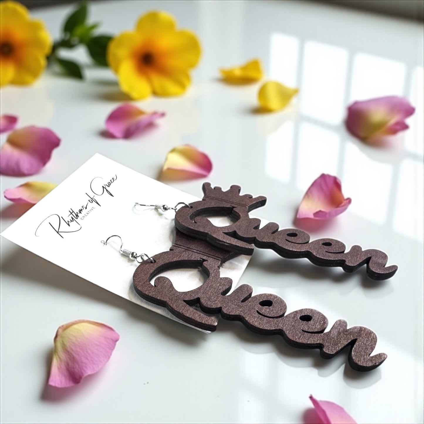 QUEEN Energy Activated – Brown Wood Earrings That Slay