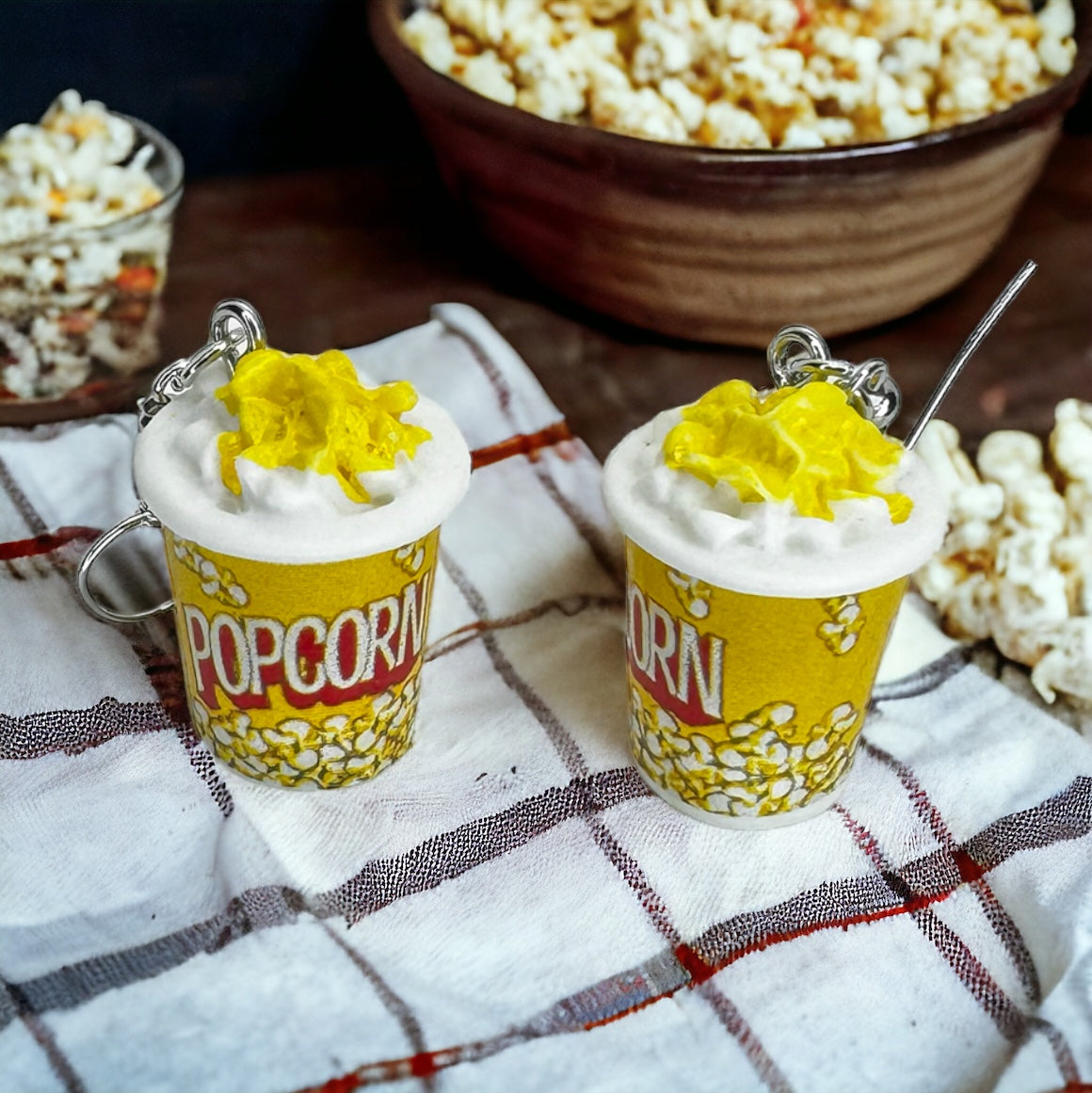 Popcorn Party Earrings: Fun-sized Buttered Bucket Bling!