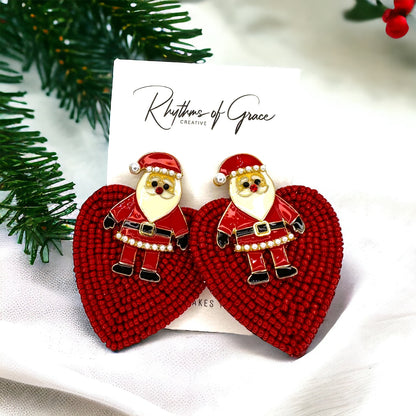Beaded Christmas Earrings, Santa Claus Earrings, Reindeer Earrings, Christmas Earrings, Christmas Jewelry, Christmas Jewelry, Handmade Earrings, Beaded Earrings