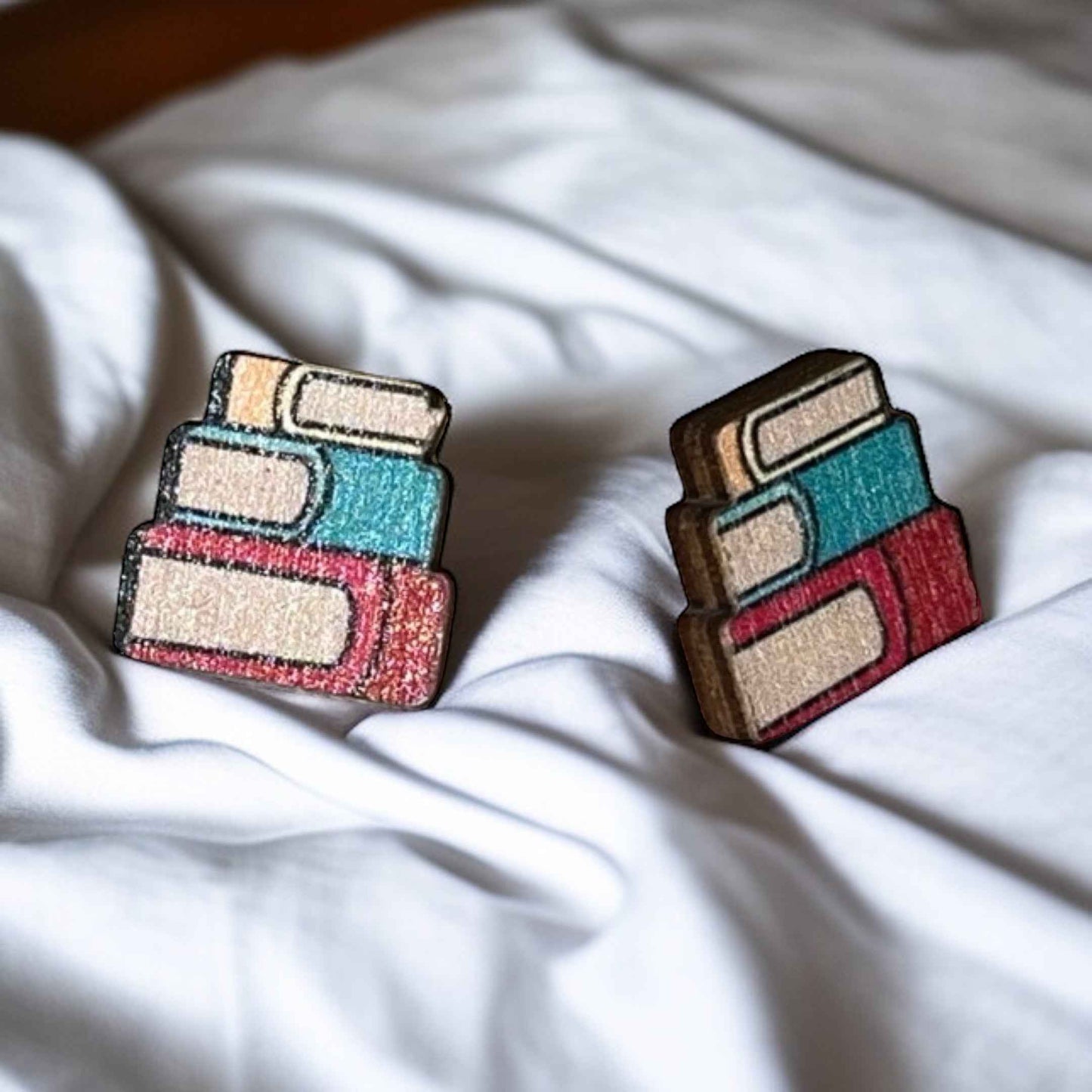 Stack of Books Stud Earrings - Perfect for Book Lovers! 📚