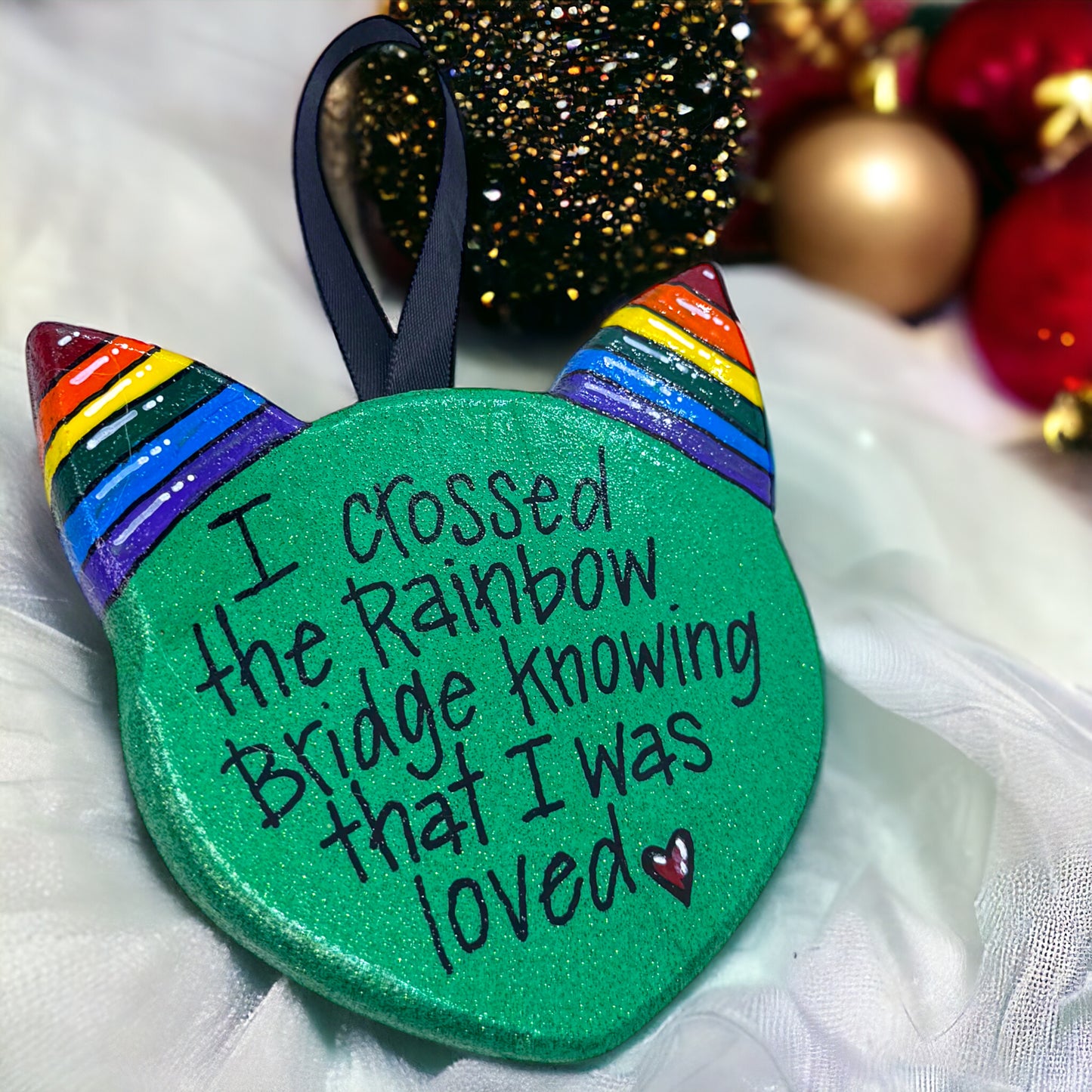 Purr-fect Tribute: Rainbow Bridge Cat Ornament