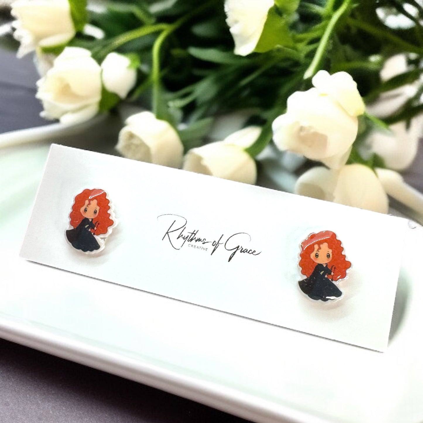 Enchanting Cartoon Princess Stud Earrings - Sparkle Like Royalty! đź‘‘