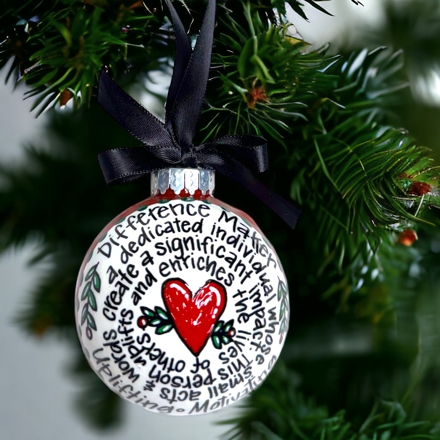 Difference Maker Christmas Ornament – Hand-Painted Acrylic Gift for Inspiration & Motivation!