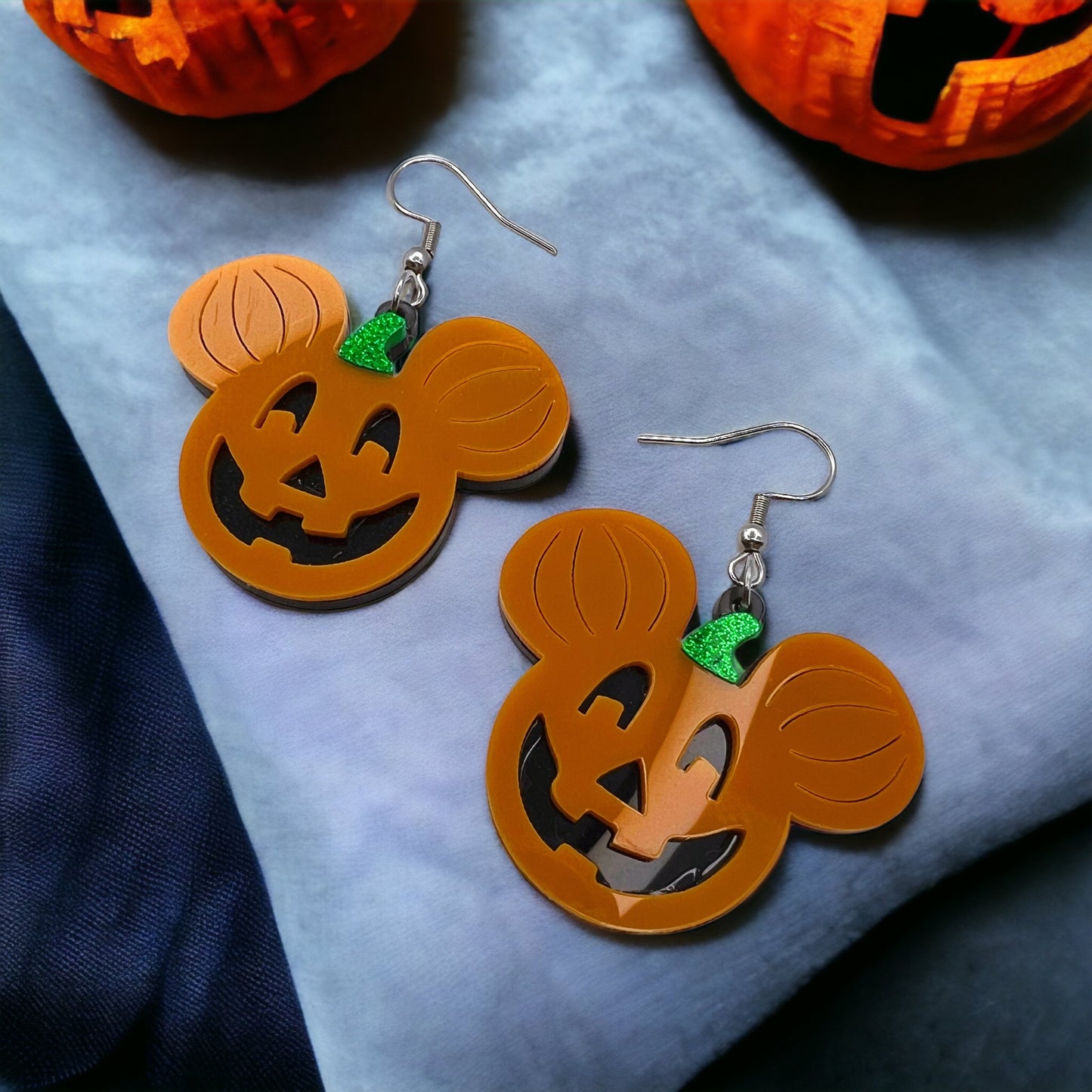 Mouse Pumpkin Earrings - Mouse Ears, Halloween Accessories , Halloween Earrings, Not So Scary Halloween, Pumpkin Earrings - Rhythms of Grace Creative