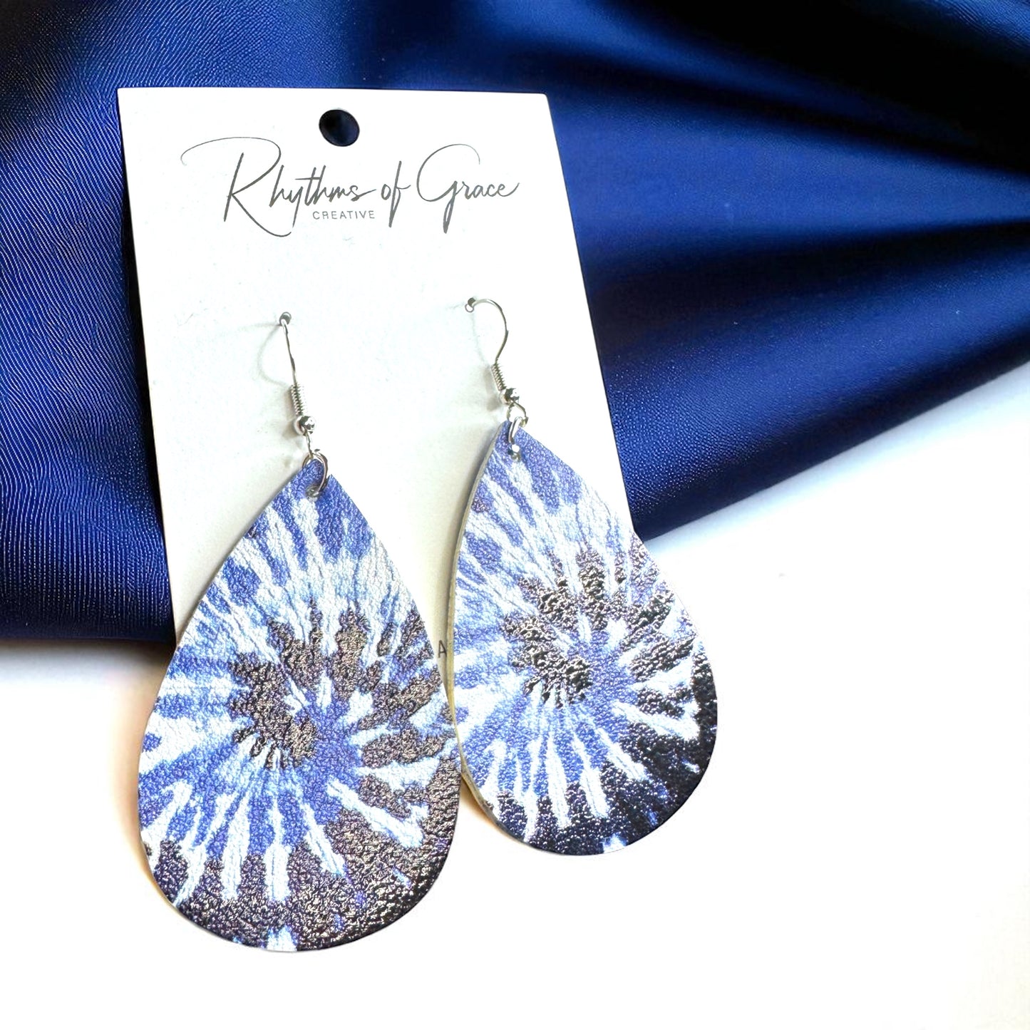 Blue Tie Dyed Teardrop Earrings – Chill Vibes Only 💙
