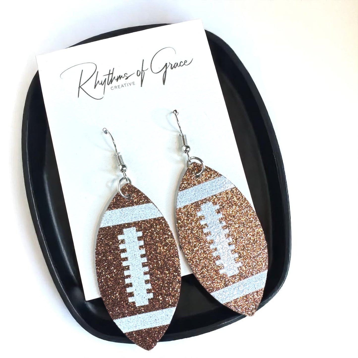 Score Big with Sparkle! Glitter Football Dangle Earrings 🏈
