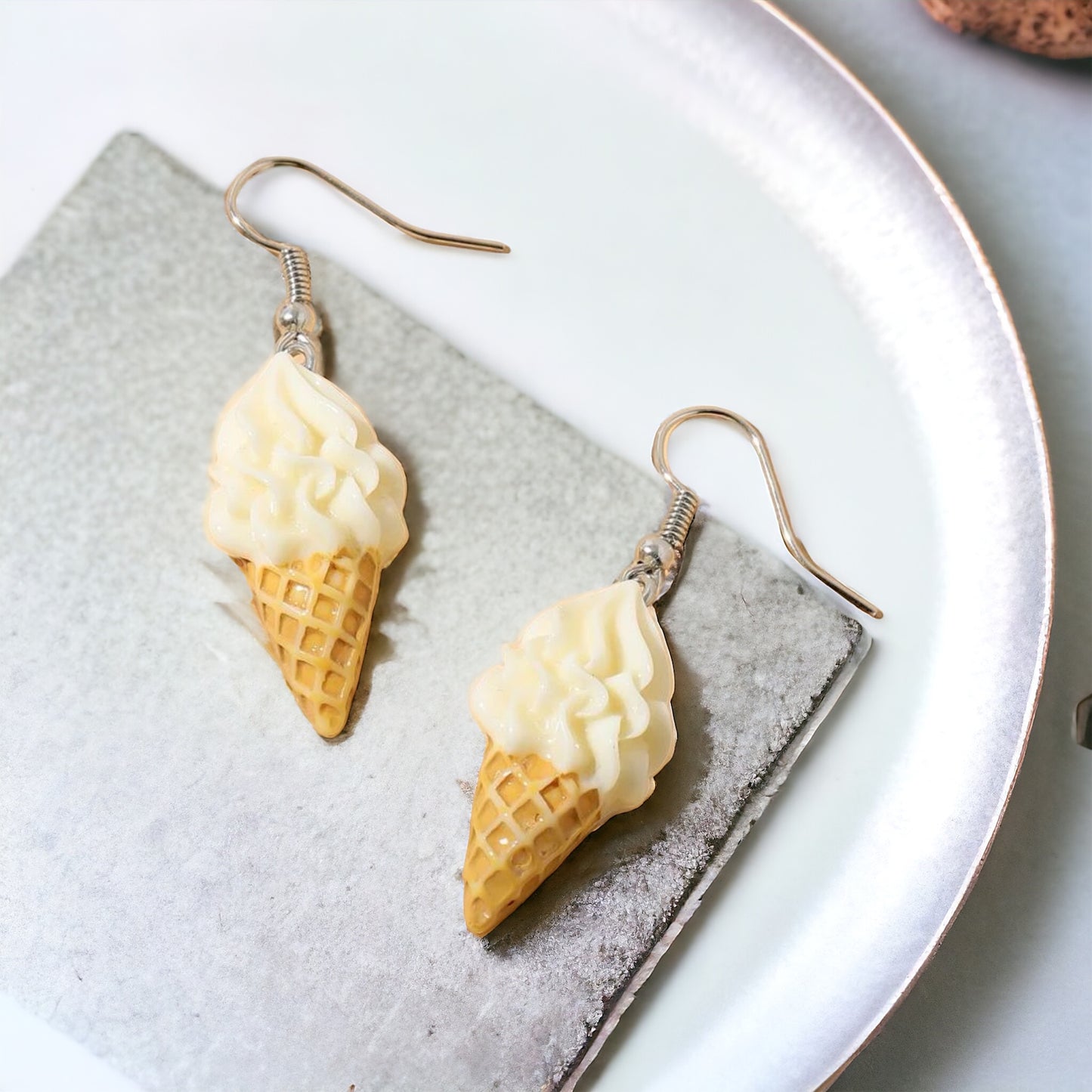 Ice Cream Earrings - Ice Cream Cone, Birthday Earrings, Handmade Jewelry, Ice Cream Jewelry, Food Earrings