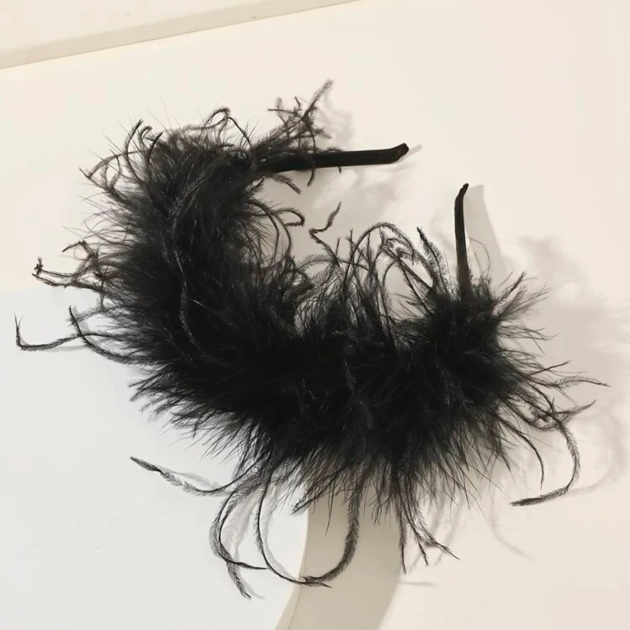 Black Feather Headband - Handmade Headpiece, Black Headpiece, Holiday Headband, Feather Headband - Rhythms of Grace Creative