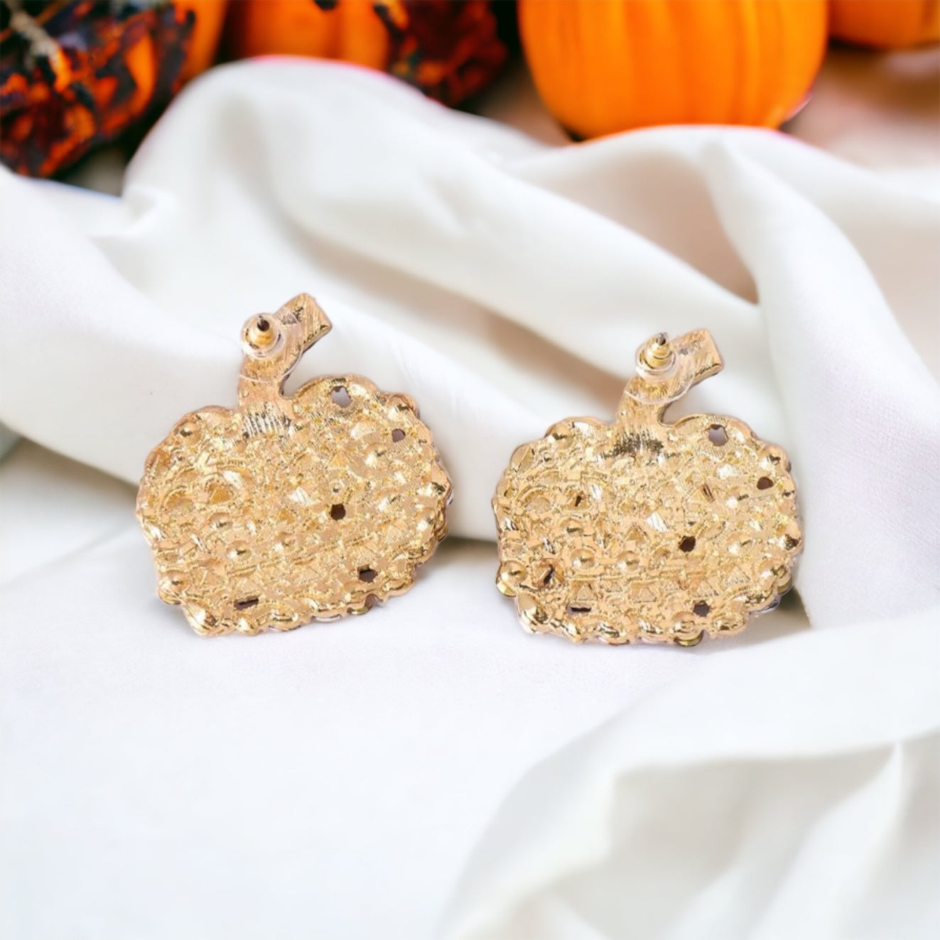 Sparkly Rhinestone Encrusted Jack-o’-Lantern Oversized Stud Earrings - Rhythms of Grace Creative