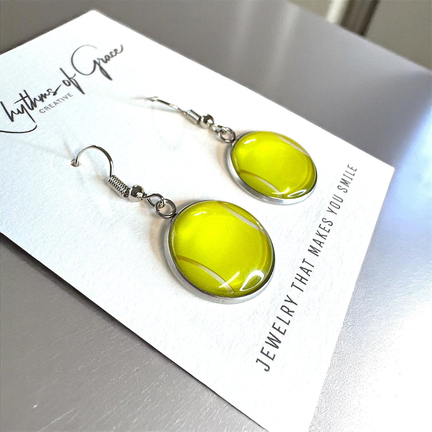 Serve Up Style with Tennis Cabochon Dangle Earrings! 🎾