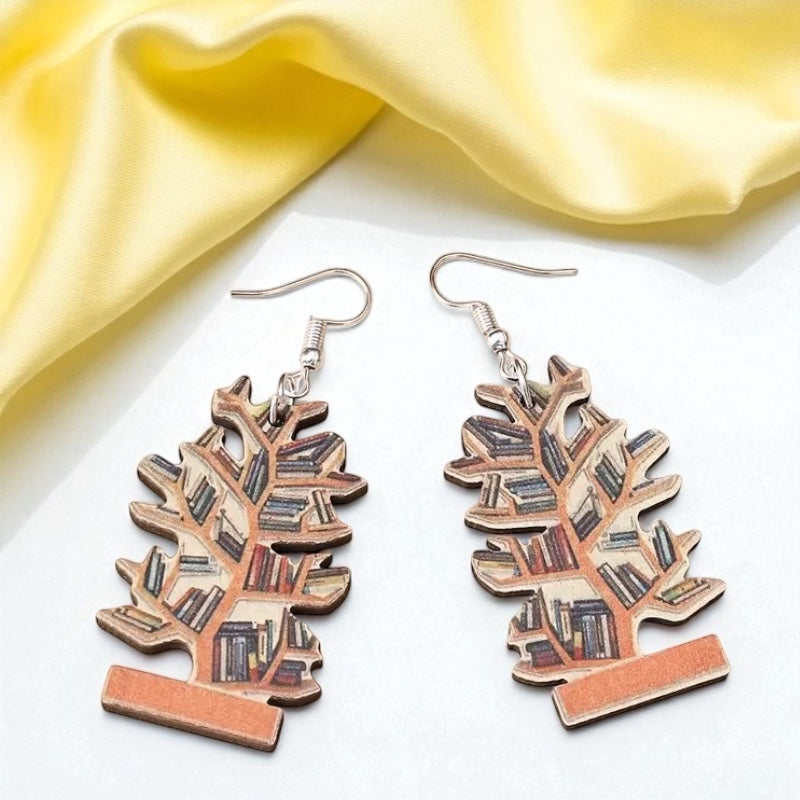 "Bookish Branches" Tree Dangle Earrings – Wear Your Love for Books!