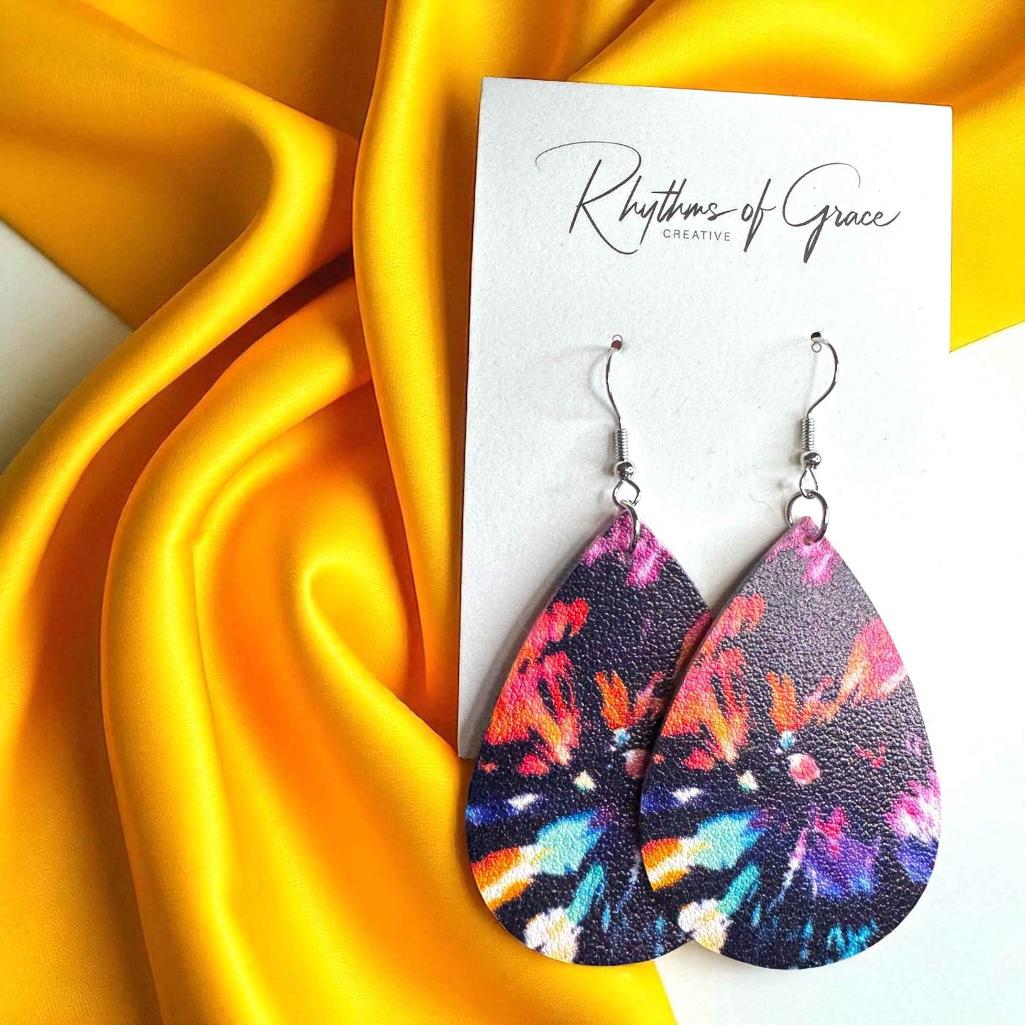 Tie Dyed Teardrop Earrings – Boho Bold & Bright! 🌈